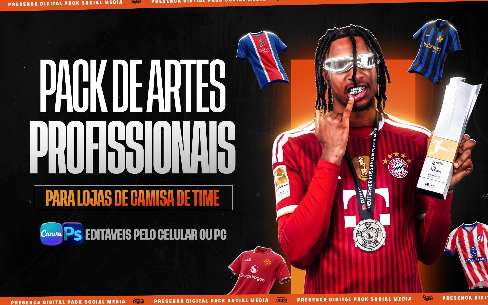 Pack Social Media - Artes Editáveis para Lojas de Camisas de Time